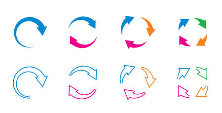 Set of color circle arrows. Vector Icons. Graphic for website.