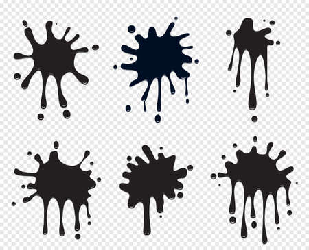 Black splash isolated on transparent background. Vector illustration. Set icon.のイラスト素材