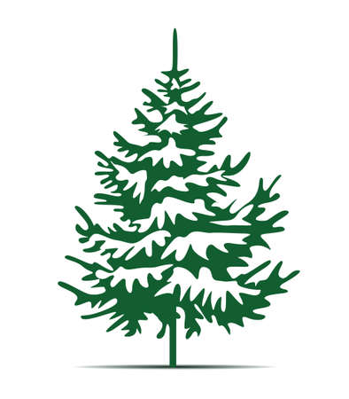 Green Christmas Tree and Sow. Vector illustration and Icon.のイラスト素材