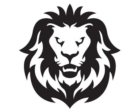 Wild Lion Head and Logo Icon. Vector Illustration.のイラスト素材