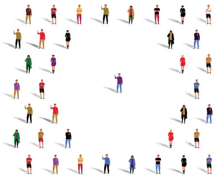 Group of young people, Vector graphics.