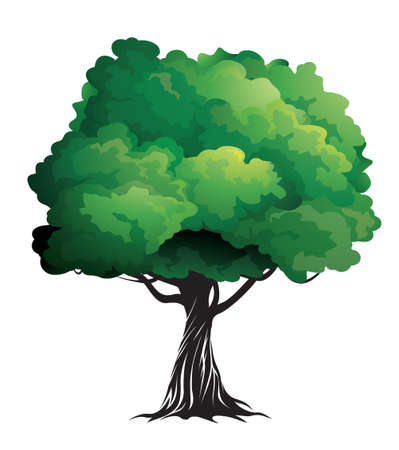 Green Tree on white background. Vector Illustration.のイラスト素材