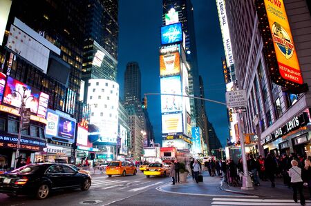 New York City, NY, USA - May 5, 2011: Lively and iconic Times square in New York City by night.のeditorial素材
