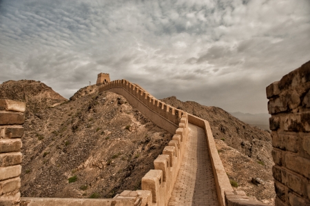 The Great Wall - the westernmost part located in Jiayuguan, Gansu Province, China was built during the Ming dynasty 700 years ago.の写真素材