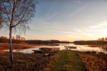 Glorious autumn morning in Swedenの写真素材