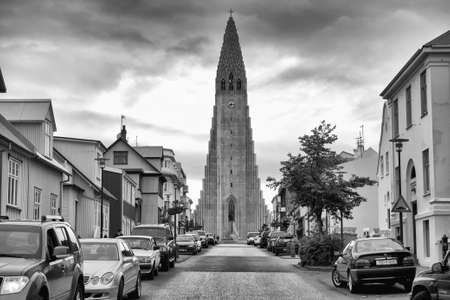 Reykjavik, Iceland - June 14, 2010: Hallgrimskirkja in Reykjavik is the largest church in Iceland.のeditorial素材
