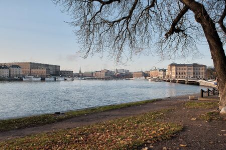 Stockholm, Sweden - October 31, 2010: The Royal Palace (left) and the National Gallery (right). The Royal Palace is still used for representative purposes by the king.のeditorial素材