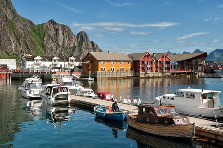 Svolvaer, Norway - July 4, 2011: The leisure boat harbor at Svolvaer  on a sunny summers day. Svolvaer is a popular tourist destination and the major city at Lofoten islands in northern Norway.のeditorial素材