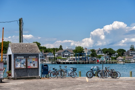 Chappaquiddick, MA - June 21, 2010: View from Chappaquiddick towards Edgartown on a sunny day in June.のeditorial素材