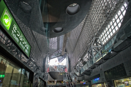 Kyoto, Japan - April 7, 2013: Modern Kyoto - the interior of Kyoto Station.のeditorial素材