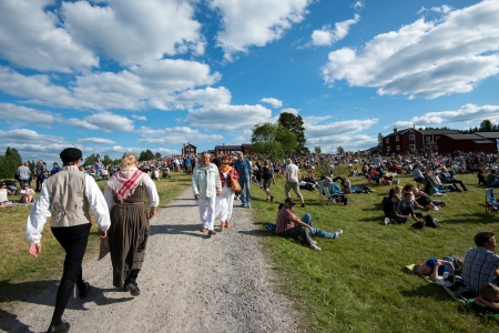 Bingsjo, Sweden - July 3, 2013: The annual traditional folk music festival in Bingsjo held on the first Wednesday in July is one of the most famous in Sweden and attracts thousands of musicians and visitors.のeditorial素材