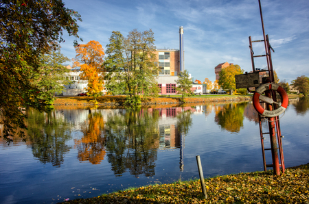 Orebro, Sweden - October 11, 2013  The eastern part of Orebro University Hospital viewed from Wadkoping in Orebro  The hospital is one of seven university hospitals in Sweden のeditorial素材