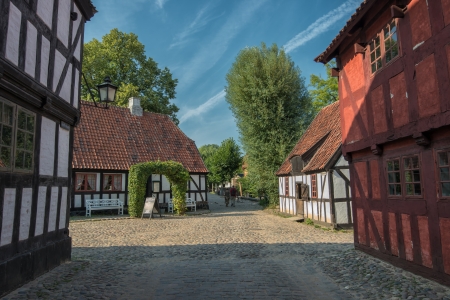Aarhus, Denmark  August 23, 2013  The Old Town in Aarhus displays traditional Danish architecture from 16th century to 19th century のeditorial素材