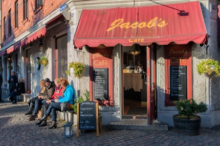 Gothenburg, Sweden - November 17, 2013  People enjoy rare November sunshine in Haga, Gothenburg  Haga is a historic residential area that is very popular among tourists のeditorial素材