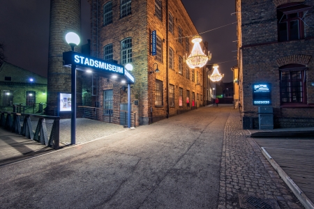 Norrkoping, Sweden - January 1, 2014  Christmas decorations in the famous industrial landscape of Norrkoping, Sweden のeditorial素材