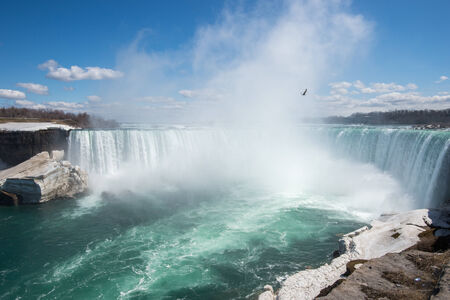 Niagara Falls, Canada on April 27, 2014  Due to the cold winter thick ice remain in late April and Maid of the Mist boat rides are delayed until May 10 のeditorial素材