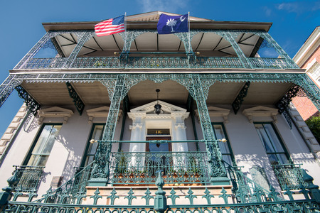 Charleston, SC, USA - October 13, 2014: John Rutledge House - an example of traditional residential architecture in Charleston, SC. The house from 1763 is a National Historic Landmark, which currently serves as an inn.のeditorial素材