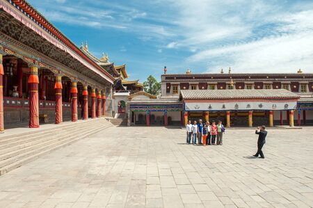 Qinghai Province, China  June 25, 2012: Kumbum Monastery in Qinghai Province. This Tibetan Buddhist monastery founded by the third Dalai Lama in 1583 ranks second only to Lhasa in importance.のeditorial素材
