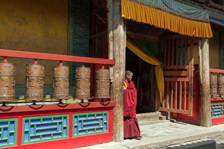 Qinghai Province, China  June 25, 2012: Kumbum Monastery in Qinghai Province. This Tibetan Buddhist monastery founded by the third Dalai Lama in 1583 ranks second only to Lhasa in importance.のeditorial素材