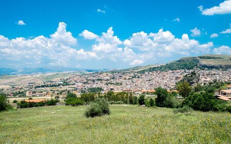 Aerial view of Corleone in Sicily, Italyの写真素材
