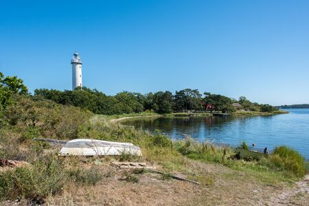 The famous lighthouse Lange Erik  Tall Erik on the northern point of Swedish Baltic Sea island Oland.の写真素材
