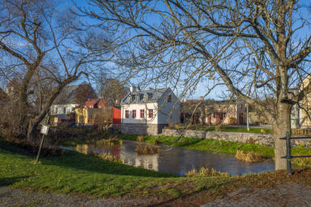 A sunny autumn day in Soderkoping. Soderkoping is a small old historic and idyllic town in Sweden.の写真素材