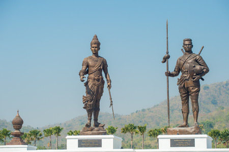 Hua Hin, Thailand - January 28, 2016: Detail from Rajabhakti Park in Hua Hin. Rajabhakti Park is a new landmark and tourist attraction displaying giant bronze statues of seven historic Thai kings.のeditorial素材
