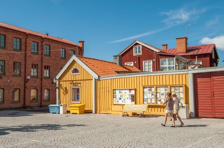 Mariefred, Sweden - August 4, 2011: Summer in idyllic small town Mariefred. This historic town on Lake Malaren is a popular tourist destinationのeditorial素材
