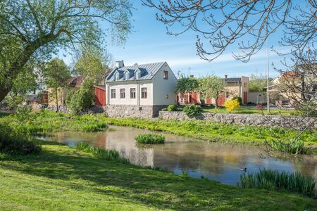 Idyllic small town Soderkoping during spring. Soderkoping is a historic medieval town in Sweden.の写真素材