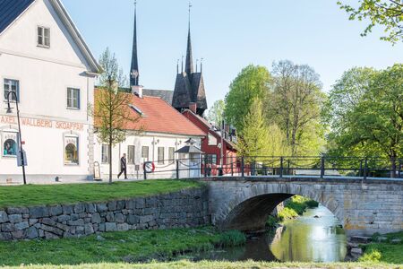 Soderkoping, Sweden - May 11, 2016: Idyllic small town Soderkoping during spring. Soderkoping is a historic medieval town in Sweden.のeditorial素材