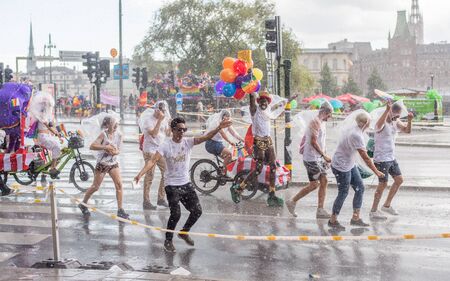 Stockholm, Sweden - July 30, 2016: Stockholm Pride Parade was followed by almost half a million spectators despite mixed weather. The Stockholm Pride festival has been held annually since 1998のeditorial素材
