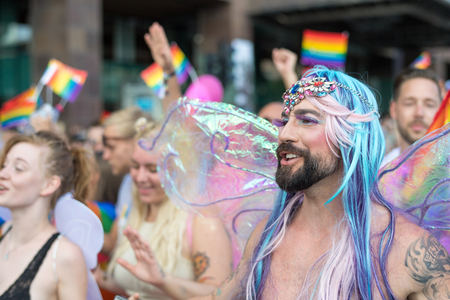 Stockholm, Sweden - July 30, 2016: Stockholm Pride Parade was followed by almost half a million spectators despite mixed weather. The Stockholm Pride festival has been held annually since 1998のeditorial素材