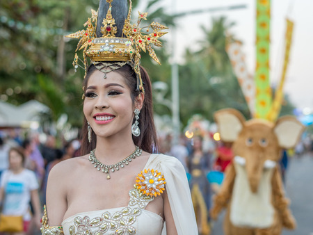 Pattaya, Thailand - February 25, 2016: Colorful lively street parade at Beach Road on in Pattaya. Pattaya is the busiest tourist destination in Thailand.のeditorial素材