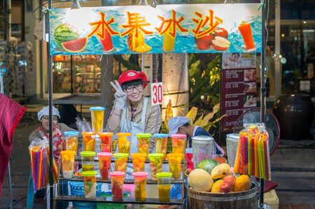 Chiang Mai, Thailand - February 7, 2016: Sunday night market walking street in Chiang Mai, Thailand. Chiang Mai is a major tourist destination in northern Thailand.のeditorial素材