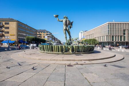 Gothenburg, Sweden â September 4, 2014: The iconic statue of Poseidon at Gotaplatsen in Gothenburg. This sculpture by Carl Milles has become a symbol for Gothenburg.のeditorial素材