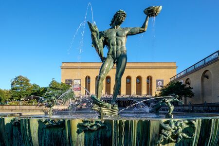 Gothenburg, Sweden â September 4, 2014: The iconic statue of Poseidon at Gotaplatsen in Gothenburg. This sculpture by Carl Milles has become a symbol for Gothenburg.のeditorial素材