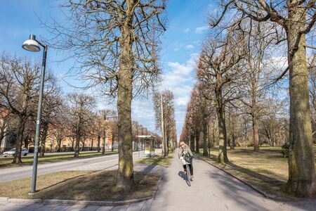 Norrkoping, Sweden - April 19, 2017: The Northern Promenade in Norrkoping  on a spring day in April. The three Promenades in Norrkoping were inspired by Paris boulevards.のeditorial素材
