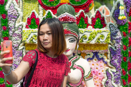 Chiang Mai, Thailand - February 6, 2016: Chiang Mai Flower Festival Parade  in Chiang Mai. This year the world famous festival celebrated its 40th anniversary.のeditorial素材