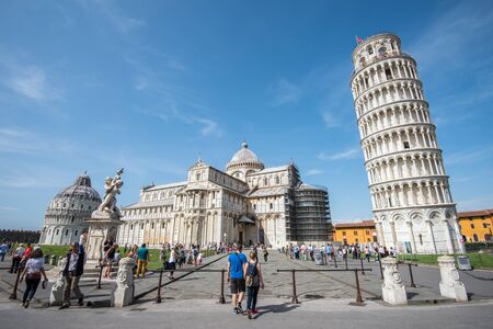 Pisa, Italy - September 20, 2014:  The world famous Piazza dei Miracoli in Pisa, Tuscany.  The construction of the cathedral was begun in 1064.のeditorial素材