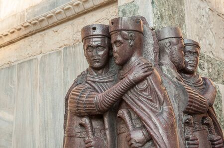 Venice, Italy - October 23, 2011: Portrait of the four Tetrarchs at the entrance of Dogeâ€™s...