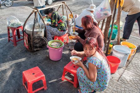 Ho Chi Minh City, Vietnam - March 5, 2009: Street food served in Ho Chi Minh City. The city is famous for its street food served by thousands of street-side eateries.のeditorial素材