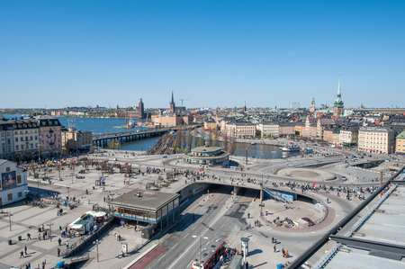 Stockholm, Sweden - May 1, 2009: Aerial view from Katarina elevator of the Old Town in Stockholm. The city is built on 17 islands and often called the Venice of the north.のeditorial素材