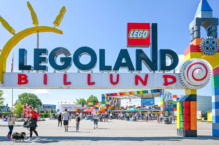 Billund, Denmark - June 7, 2019: Entrance to Legoland in Billund. This family theme park opened in 1968 and is built by 65 million lego bricks.のeditorial素材