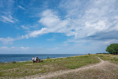 Byxelkrok, Sweden - July 3, 2021: Characteristic landscape on the northwest coast of Swedish Baltic Sea island Oland. The island is a popular tourist destination known as the island of sun and wind.のeditorial素材