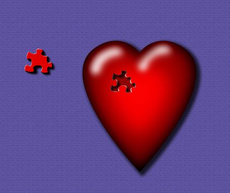 A red heart with a puzzle piece missing missing puzzle piece love