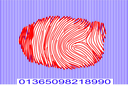 Barcode with Fingerprintのイラスト素材