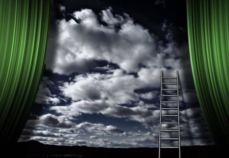 Ladder and stage of skyの写真素材