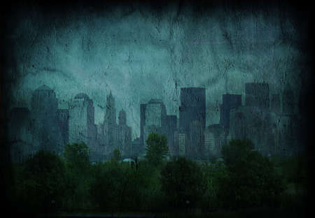 Grunge Blue Cityの写真素材