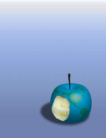 Apple earth with biteの写真素材