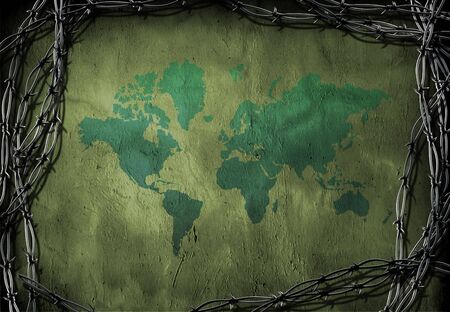 World caged by barbed wireの写真素材